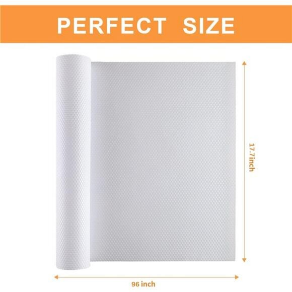 White Shelf Liner Waterproof Drawer Cabinet Liner 17.7 x 96 Inch Kitchen Mat - Picture 3 of 7